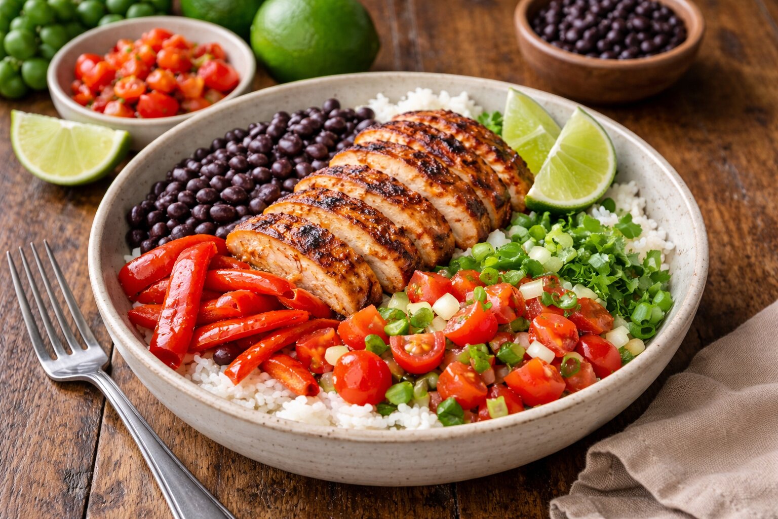 Chipotle Chicken Bowl with Avocado Lime Crema