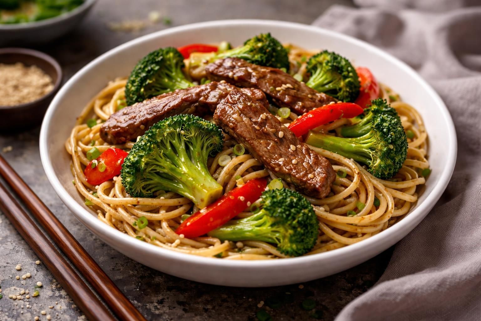 Lean Beef Stir-Fry with Broccoli & Noodles