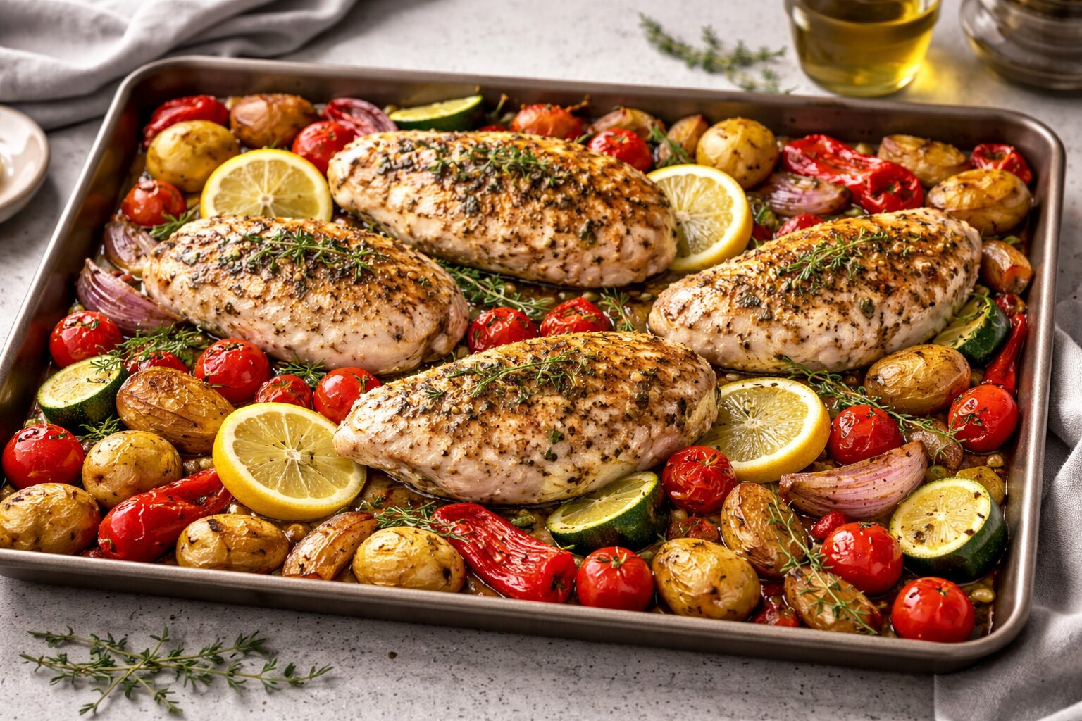 Lemon herb chicken with mediterranean vegetables